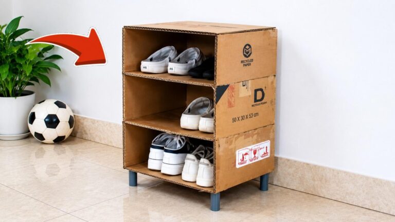 5 kreatywnych pomysłów na budżetowy stojak na buty z kartonu