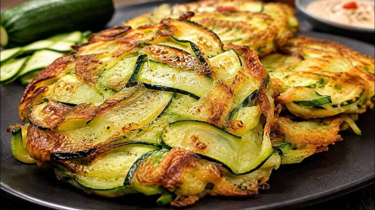 Chrupiące placki z cukinii z plasterkami cukinii | Łatwy przepis z cukinii